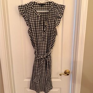 Gibson Black and White Checkered Midi Dress